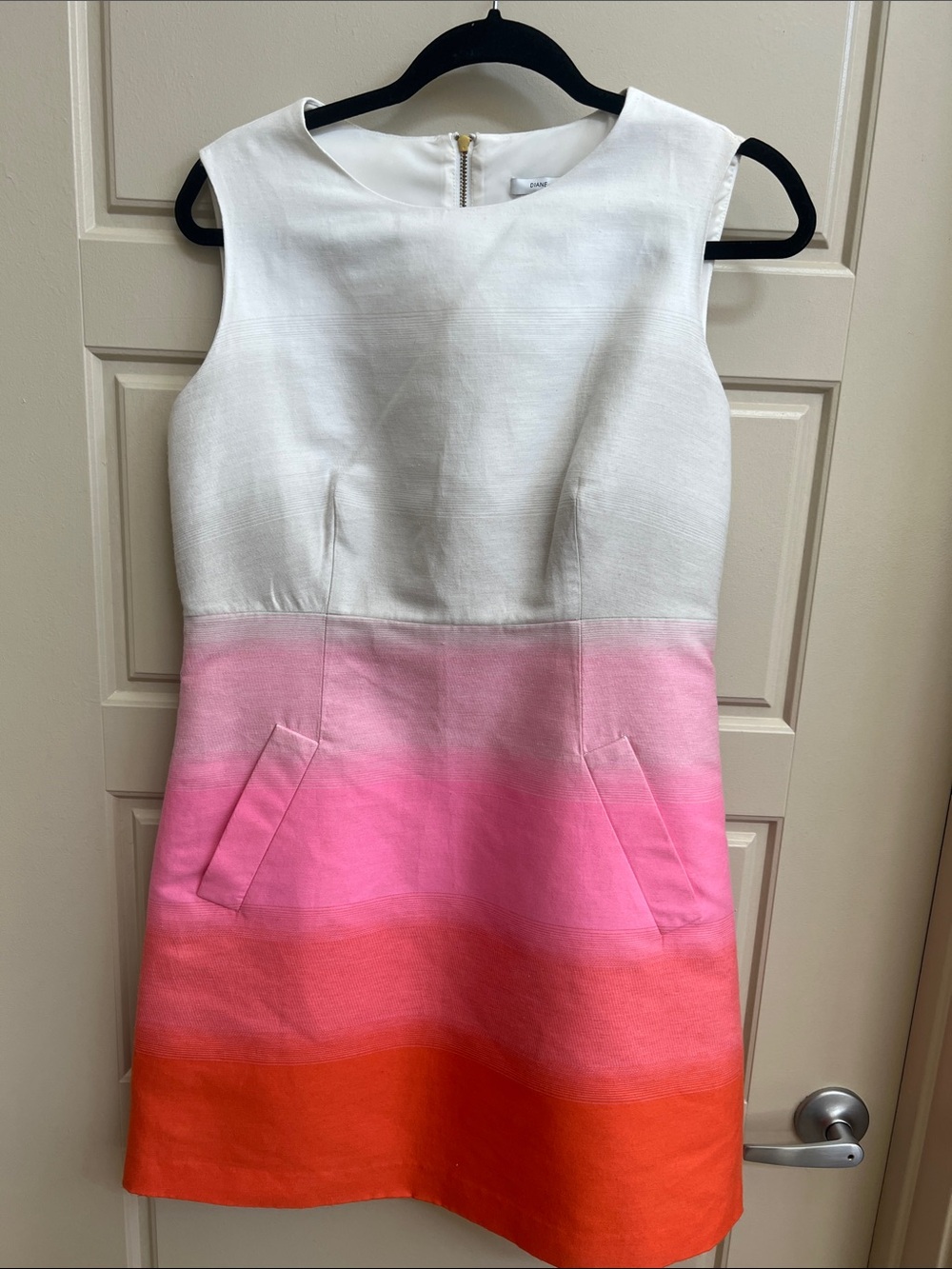 Diane Von Furstenberg Carpreena Dress Sz 12 Sleeveless Ombre wedding guest chic - Picture 4 of 10